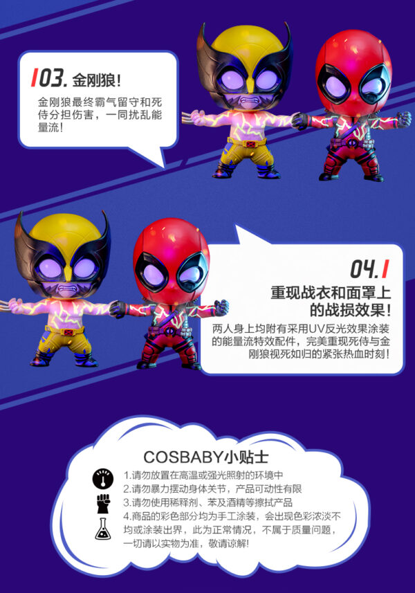 HOT TOYS COSBABY《死侍與金鋼狼》死侍與金鋼狼(力量中斷版)：圖片 5