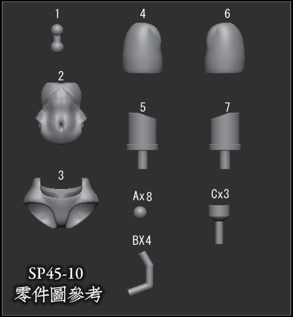 SH STUDIO SP45-10組 1/12機娘 女神裝置 天照皇巫 素體身體 樹脂GK改件：圖片 3