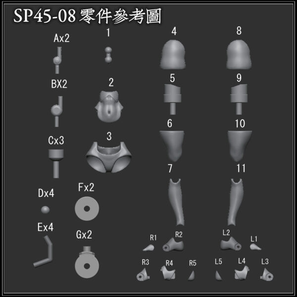 SH STUDIO 1/12機娘 女神裝置 SP45-08 驅魔人/寡婦 特粗腿樹脂GK改件：圖片 2