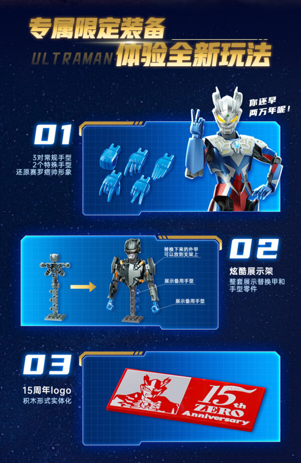 奇妙積木 奧特曼超甲積木人 賽羅奧特曼 15周年特典版：圖片 9