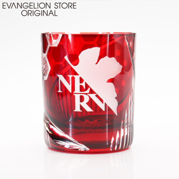 日版 EVANGELION STORE 網店限定 江戶切子NERV玻璃杯 紅色/藍色：圖片 2