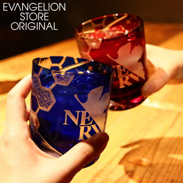 日版 EVANGELION STORE 網店限定 江戶切子NERV玻璃杯 紅色/藍色：圖片 21