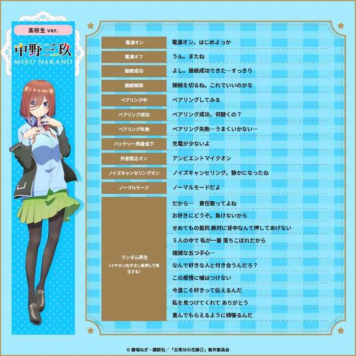 預購 26年1月下旬 日版 AVIOT《五等分的新娘》聯名語音耳機:圖片 14