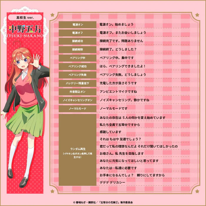 預購 26年1月下旬 日版 AVIOT《五等分的新娘》聯名語音耳機:圖片 18