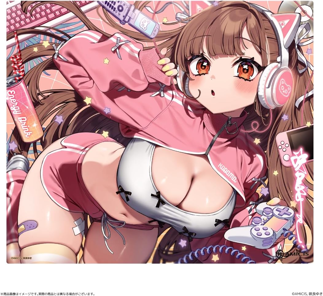 日版 AMICIS 限定品 咲良ゆき 聯名插畫玻璃滑鼠墊 玩家版/訓練師版 再版:圖片 3