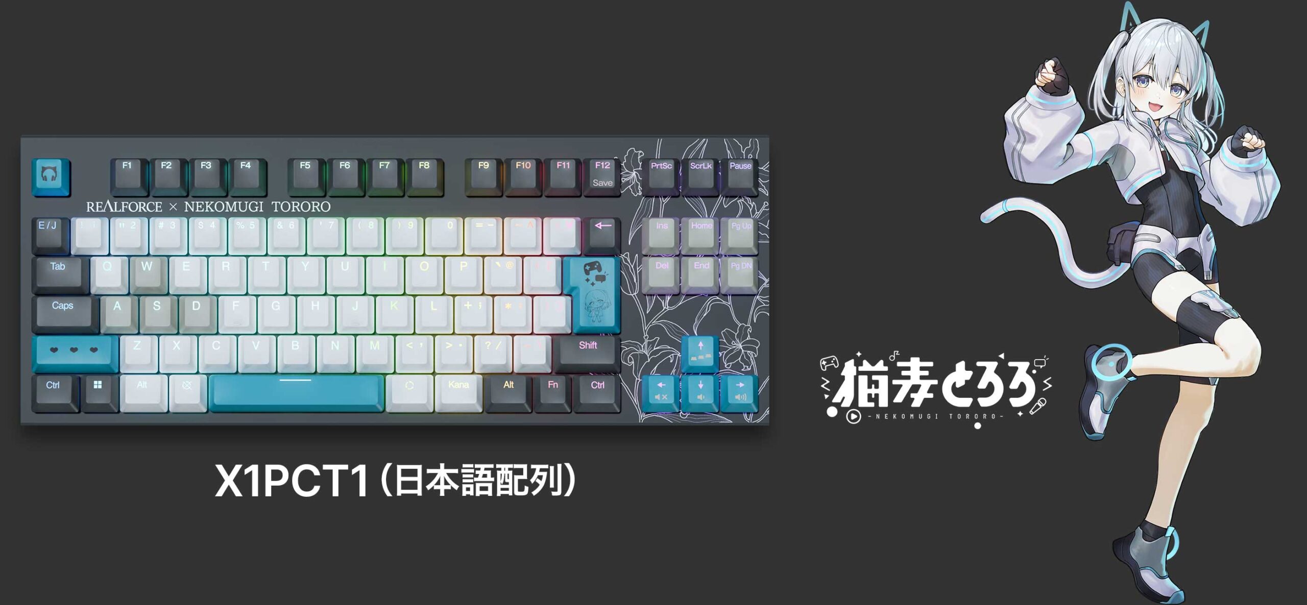 日版 REALFORCE 限量品 猫麦とろろ GX1 Plus 聯名電競鍵盤 日語配置:圖片 2