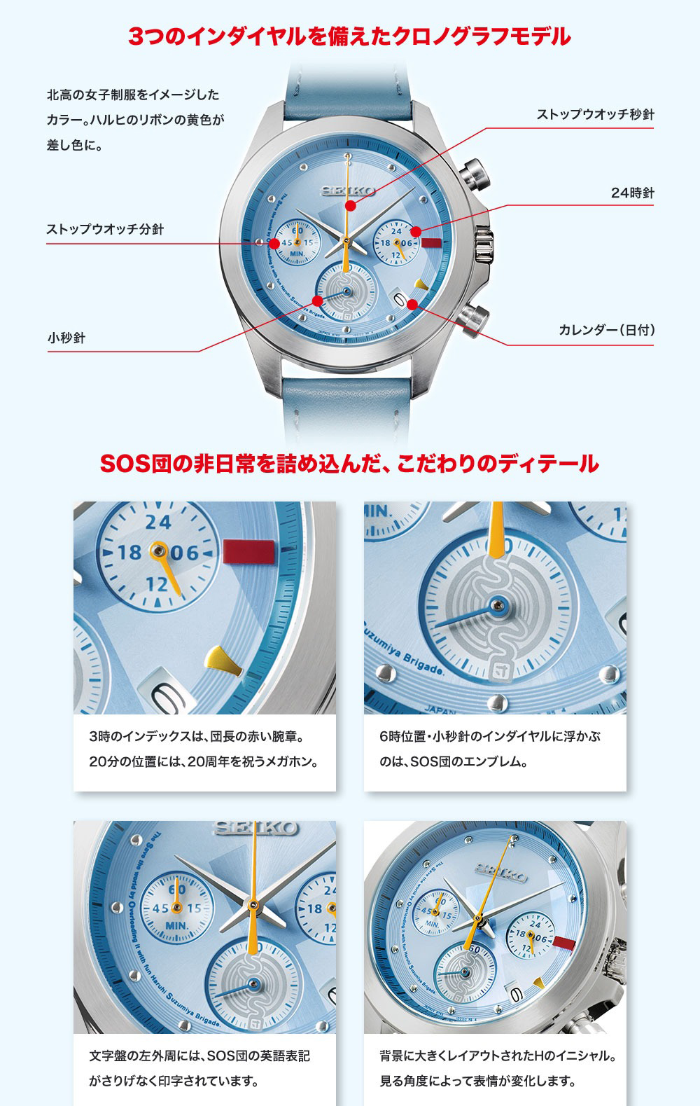 限量2000隻 預購 26年12月中旬 日版 SEIKO x 涼宮春日的憂鬱 動畫20周年紀念聯名三眼計時手錶:圖片 8