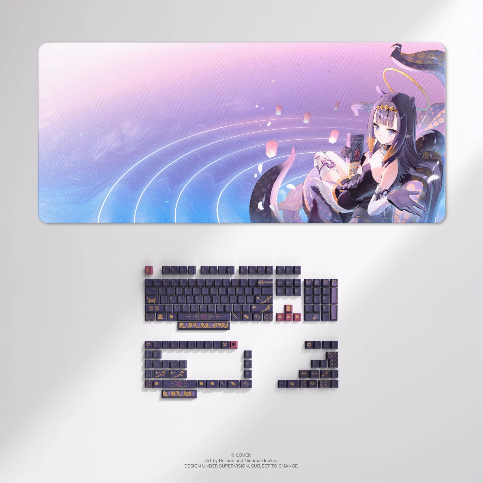限量品 預購 26年第四季 日版 HYTE × Hololive EN 一伊那爾棲 聯名鍵帽&超大桌墊電競週邊奢華套組
